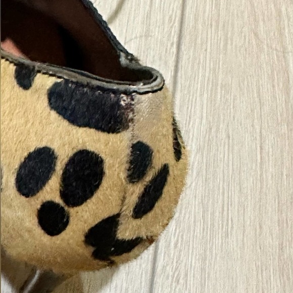 Via Spiga Y2K Leopard calf hair Peep Toe Booties Lace Up Black Leather Trim heel - Picture 5 of 9